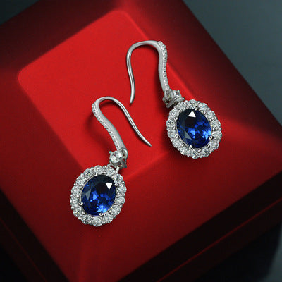 Royal Blue Earrings Classic Retro All Over - Dazpy