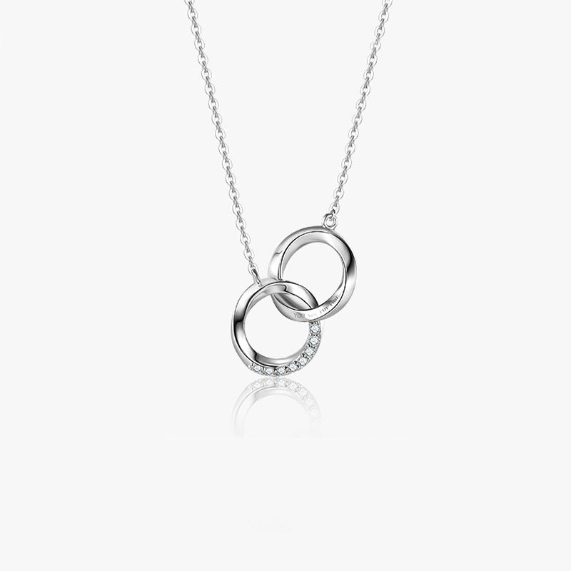 Women's Sterling Silver Niche Double Ring Couple Necklace - Dazpy