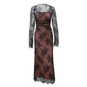 Conjunto de vestido con detalle de encaje y chal para mujer