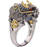 Men's Vintage Open Sculpture Dragon Turtle Ring - Dazpy