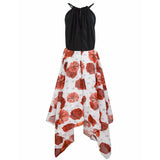 Women's Stitching Printing Skirt Chiffon Dress