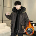 Winter Color Matching Men's Hooded Fleece Padded Coat