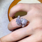 Fashion Color 8-heart 8-cut Mosan Diamond Ring - Dazpy