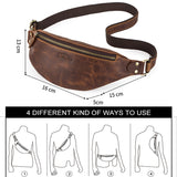 Retro Crazy Horse Leather Men's Waist Bag Genuine Leather - Dazpy