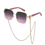 Oversized Square Sunglasses with Chain