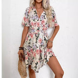 Elegant Floral Print Loose Women Dress