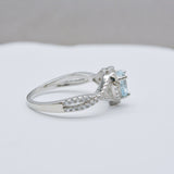 Sterling Silver S925 Light Sea Blue Zircon Heart-shaped Rose Gold Jewelry High Quality Exquisite Light Luxury Women's Ring - Dazpy