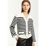 Chic Striped V-Neck Cardigan