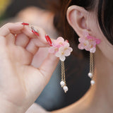 Preserved Flower Earrings Women Show Face Small Long Flowers - Dazpy