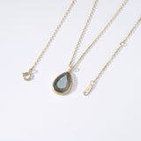 Mysterious Blue Light Elongated Stone Necklace S925 Silver Plated - Dazpy