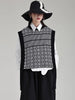 Black Irregular Pattern Knitting Vintage Vest