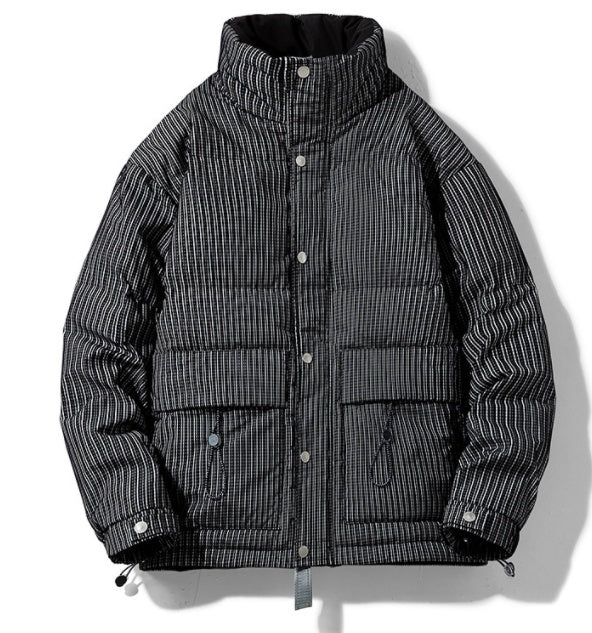 Striped Men's Loose Down Jacket