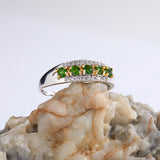 S925 Sterling Silver Inlaid Natural Diopside Universal Ring - Dazpy