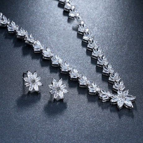 Bridal Two-piece Design Simple Flower Necklace - Dazpy