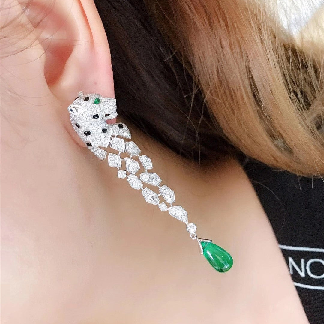 Vintage Green Gem Earrings With Diamonds - Dazpy