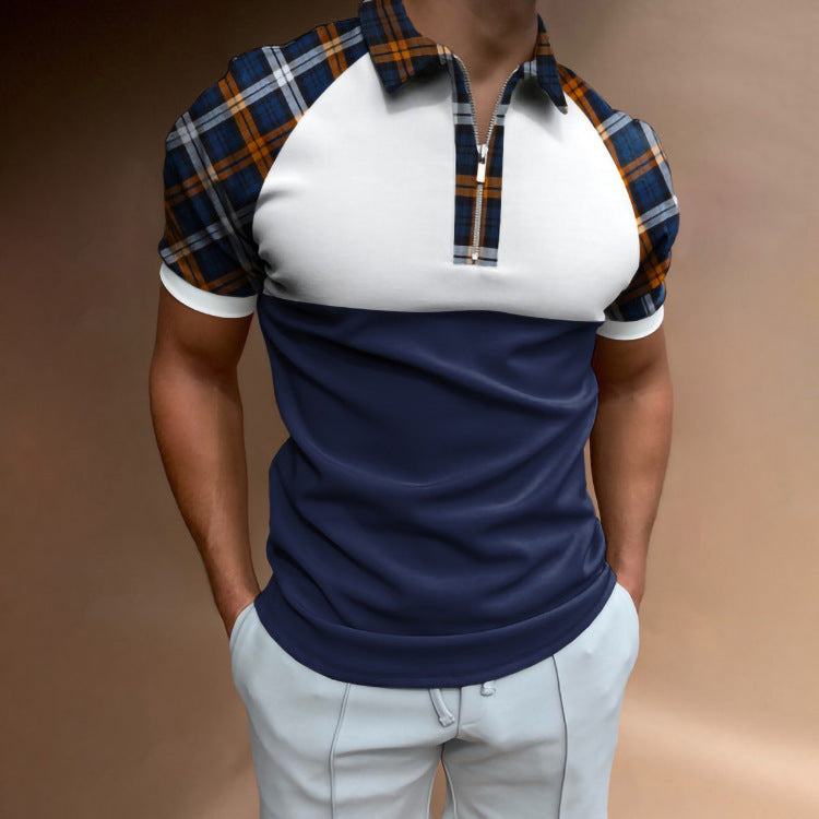 Lässiges kurzärmliges Poloshirt mit Slim-Fit-Pullover und Digitaldruck für Herren