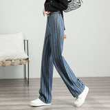 High-Waist Striped Wide-Leg Jeans for Women - Fashionable Street Style Pants