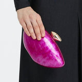 Luxury Acrylic Rose Shell Clutch