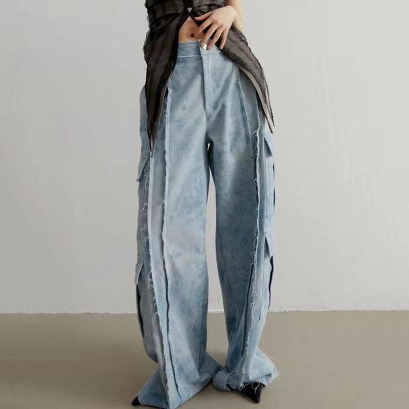 High Waist Tie Dye Straight Denim Pants