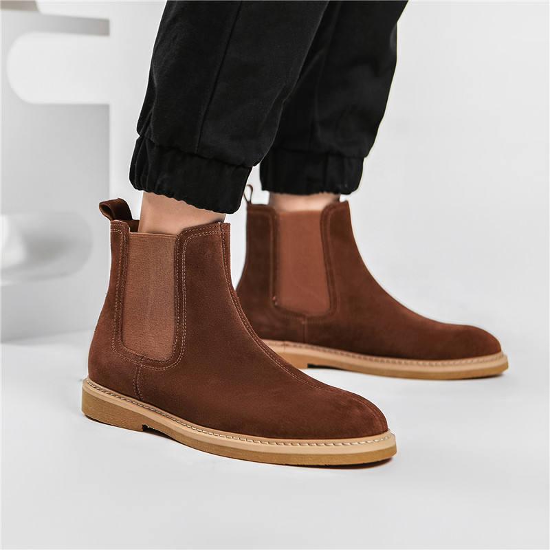 Botines Chelsea de piel auténtica para hombre