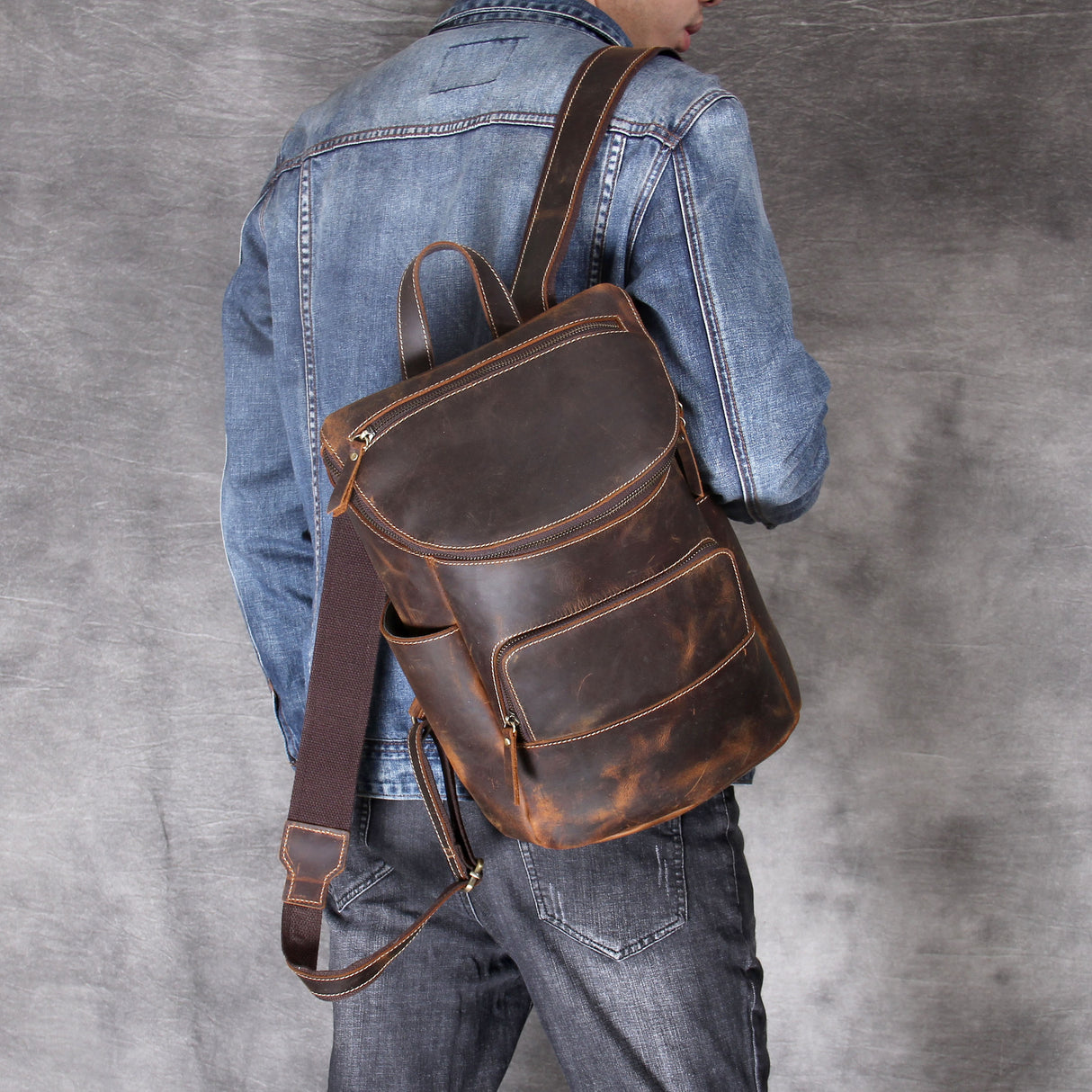 Retro Crazy Horse Leather Backpack For Men And Women - Dazpy