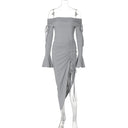 Women's Rolled-Detail Long-Sleeve Split Dress