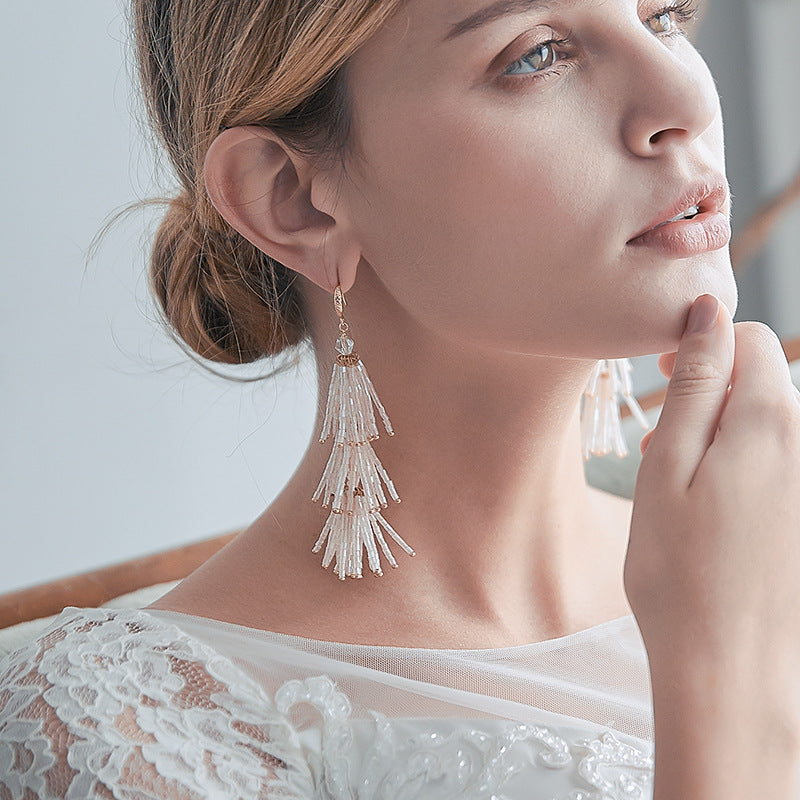 Fashion Tassel Personalized Earrings Wedding Dress Accessories - Dazpy