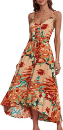 Vestido midi de tirantes con cuello en V para mujer