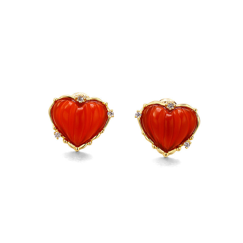 Anti Allergy Small Red Heart Earrings - Dazpy