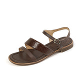 Sandalias de piel retro chic para mujer