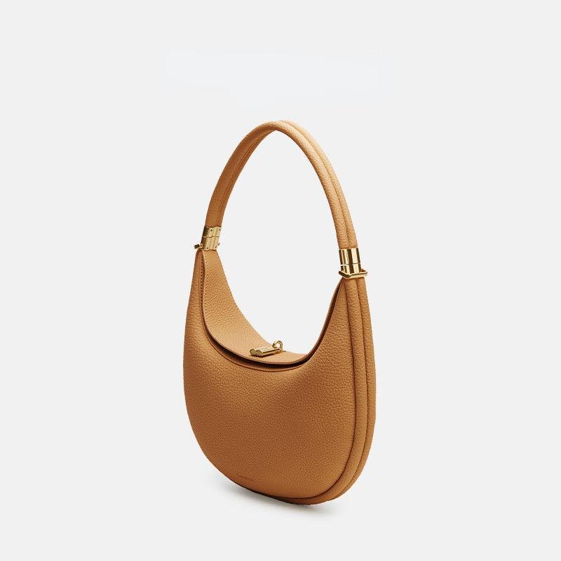 Luxury Crescent Leather Shoulder Bag