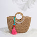 Handgewebte Strandhandtasche aus Rattan mit Acrylkette