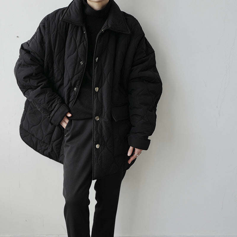 Men's Lapel Super Loose Silhouette Big Pocket Cotton Coat