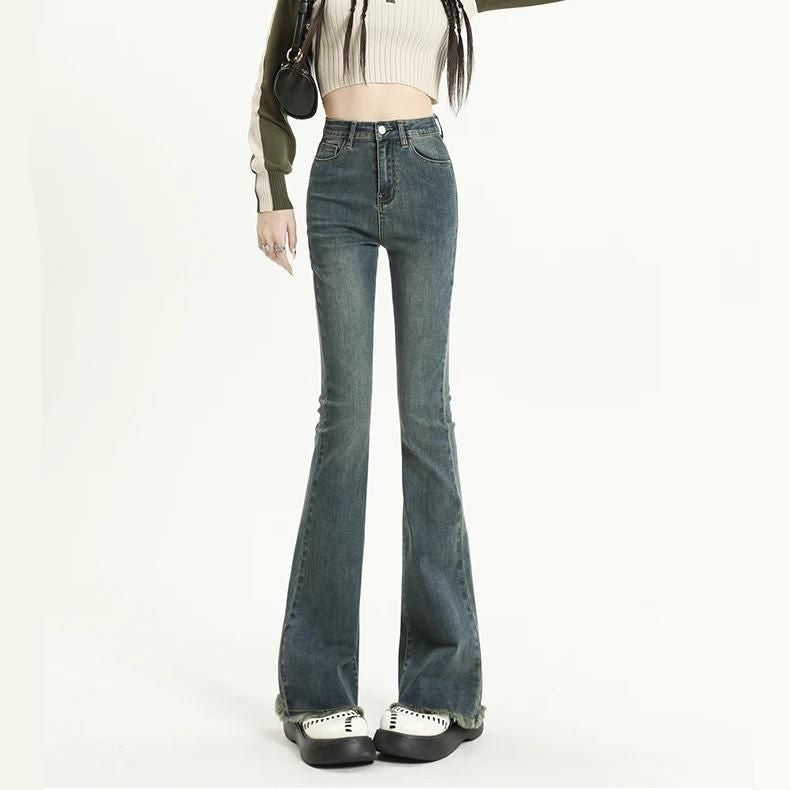 High Waist Slim Flare Jeans für Damen