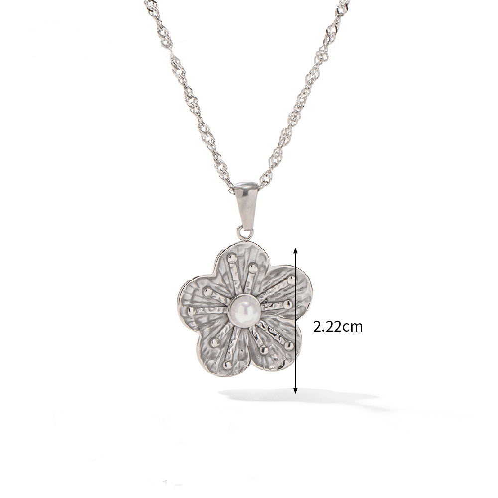 Edelstahl Retro Blumen Schmuck Set