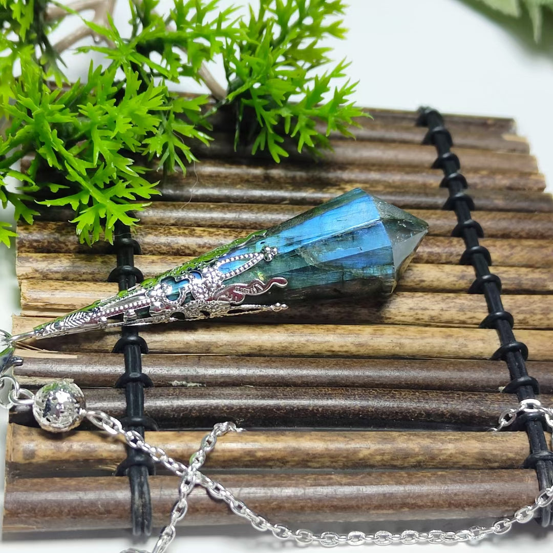 Natural Crystal Elongated Stone Spirit Pendulum Pendant Ornament - Dazpy