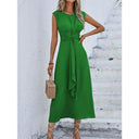 Women's Button-Detail Tie-Waist Midi Dress