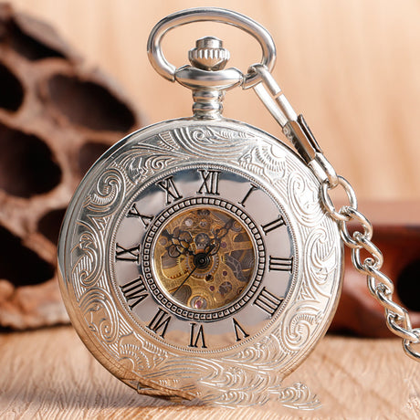 Retro Double-open Carved Hollow Manual Manipulator Pocket Watch For Men And Women - Dazpy