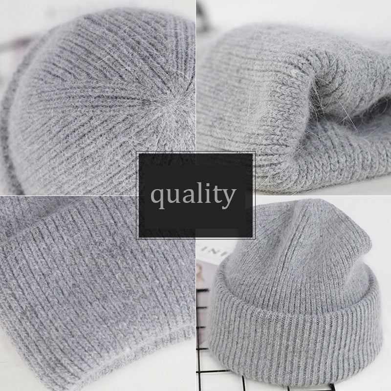 Gorro de punto de piel de conejo auténtica unisex de 9 colores: cálido y elegante para hombres y mujeres