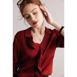 Elegant Ruffled V-Neck Silk Blouse