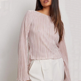 Blusa ajustada de verano con cordones rosa elegante