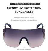 Oversized Shield Rimless Sunglasses