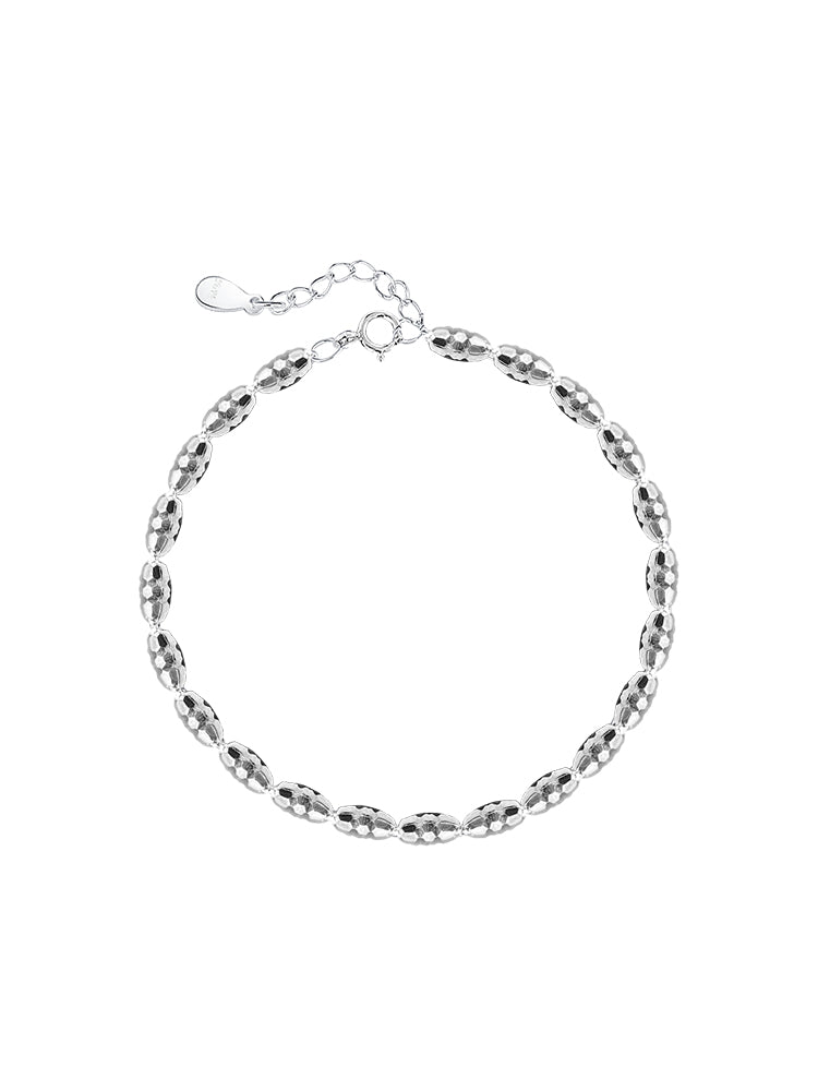 925 Sterling Silver Geometric Cut Rice Ball Bracelet - Dazpy