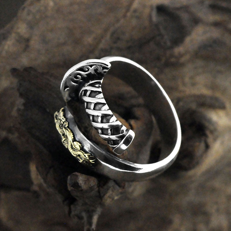 S925 Silver Retro Distressed Ring Men - Dazpy