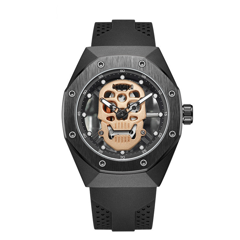 Domineering Skull Silicone Men's Watch Two-pin Waterproof Luminous Sports Quartz Watch - Dazpy