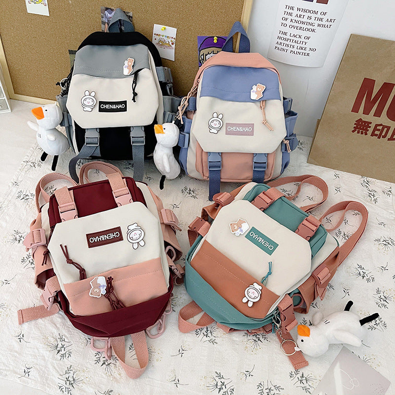 Backpack Korean Style Student Multi-pocket Fashion Backpack Junior High School Student College Schoolbag - Dazpy