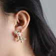 Bird Natural Shell Zircon Stereo Silver Needle Earring Female - Dazpy