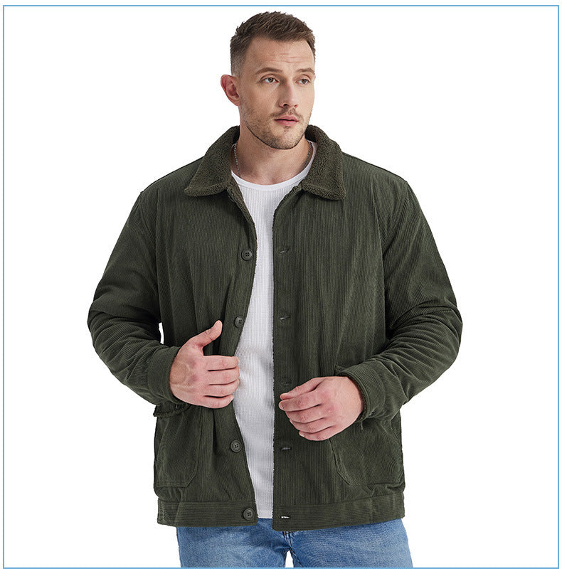 Men's Large Cashmere Thickened Jacket Casual Loose