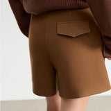 Winter Office Lady Casual Shorts with Belt