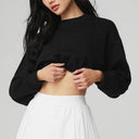 Sudadera con capucha corta de algodón elegante para mujer
